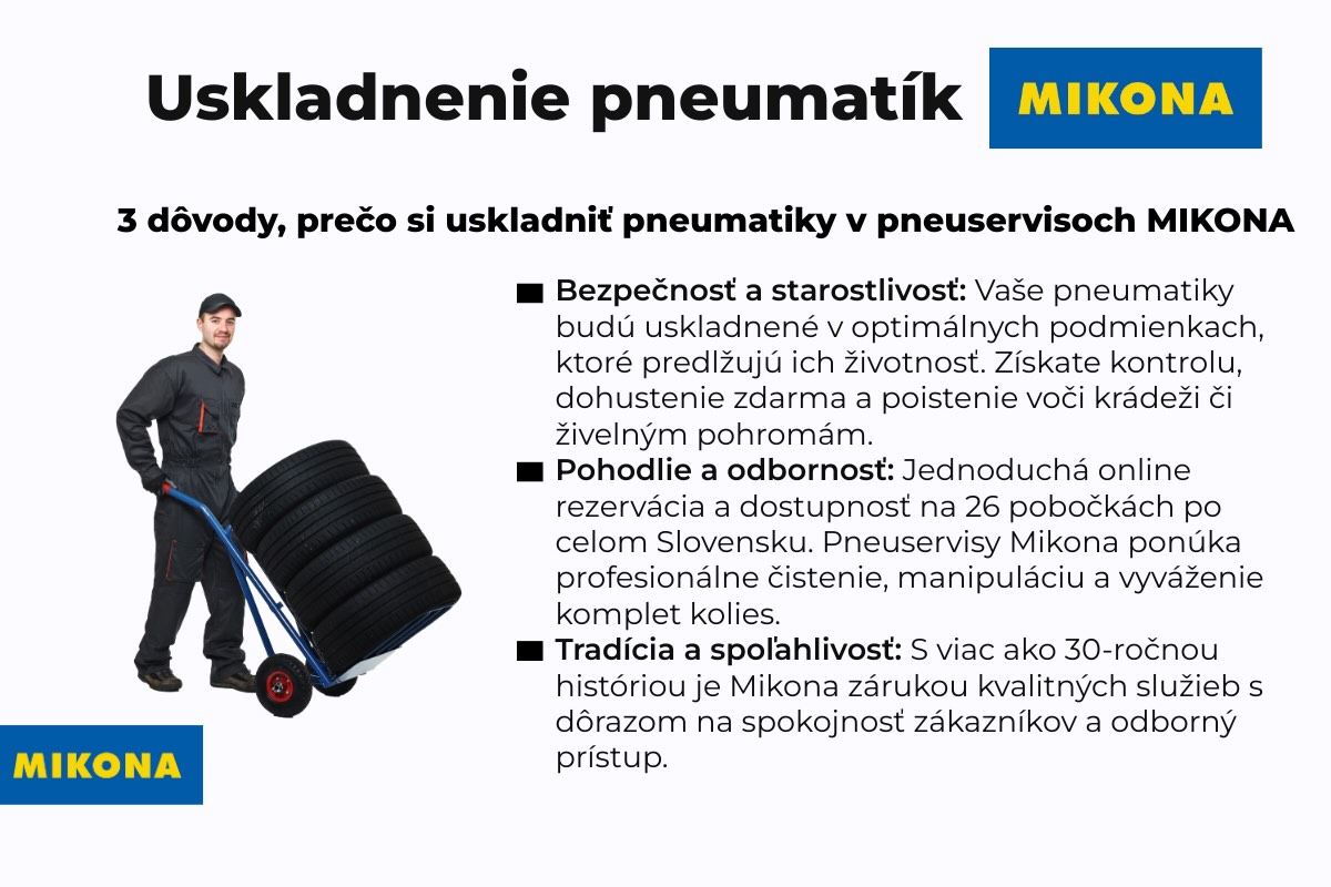 Uskladnenie pneumatík v Mikone. Autor - Mikona